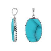 Sterling Silver Turquoise Shell Rectangular Pendant With Polished Surface